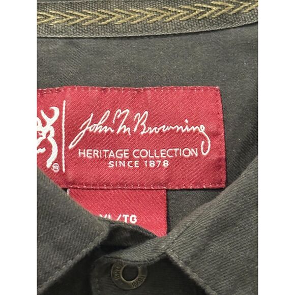 Browning Shirt Mens XL Dark Gray Long Sleeve Buckmark Heritage Hunting Outdoor - Picture 4 of 10